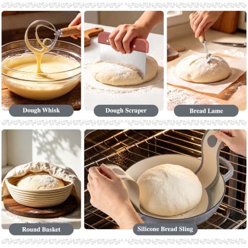 6QT Enameled Cast Iron Dutch Oven for Bread Baking (Grey)