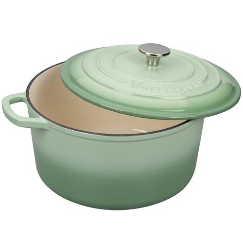 Enameled Cast Iron Dutch Oven Pot with Lid (6 QT / Green)