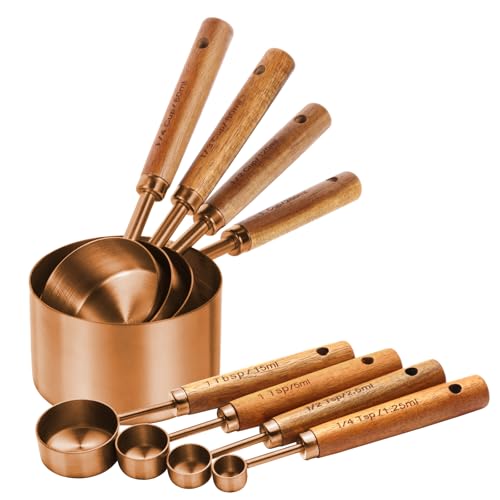 Wooden Handle Measuring Cup and Measuring Spoon Set