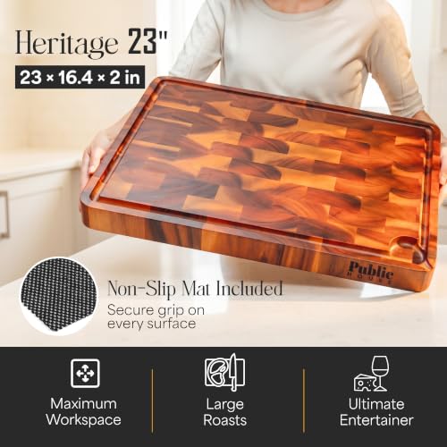 Extra Large End Grain Wood Cutting Board (23.2"L x 17"W)