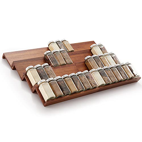 Acacia Wooden Spice Rack Organizer for Cabinet