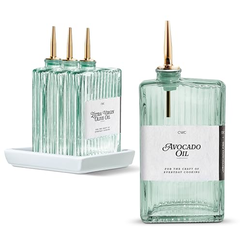 Glass Oil Dispenser Bottle (Sage Textured / 4 Pack)