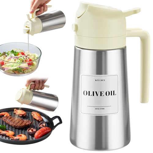 Stainless Steel Oil Dispenser Bottle (Stainless steel-White)