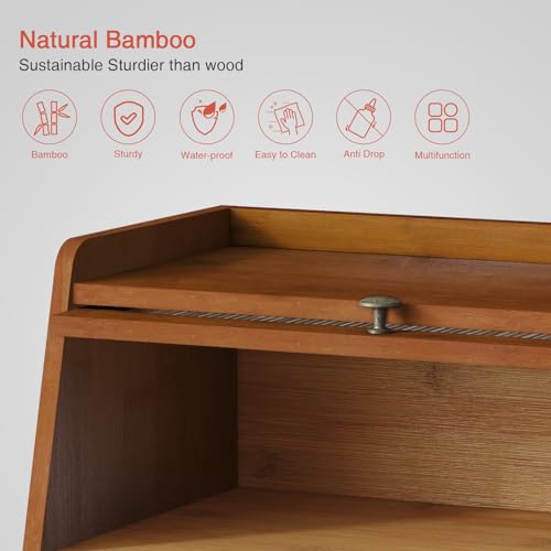 Wooden Bread Box for Kitchen Countertop (Walnut)
