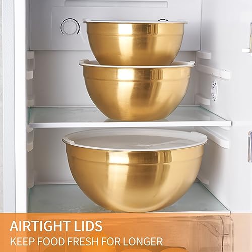 Gold Mixing Bowls with Airtight Lids (Gold / 7 Pieces)