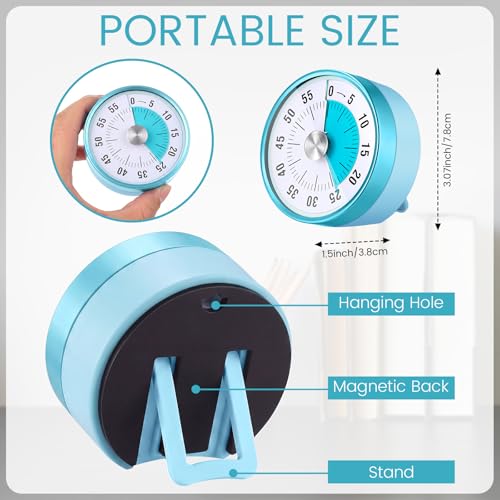 3 Pcs 60 Minute Magnetic Visual Timer Classroom Tool (Blue)