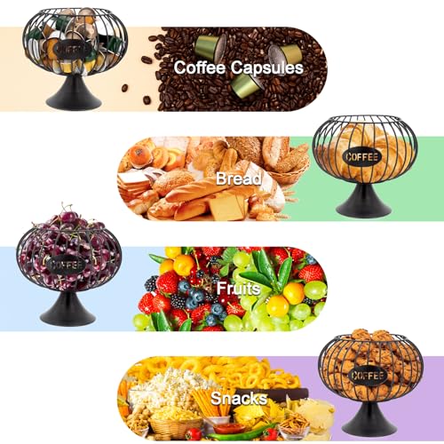 Metal Coffee Bar Organizer Pod Holder K Cup Organizer Iron Coffee Pod Storage Basket for Counter Coffee Bar Decor Accessories Kcup Holder Large Capacity Black Wire K Cup Holder