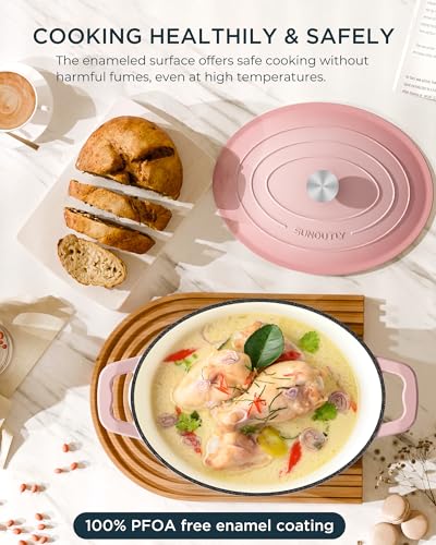 Enameled Cast Iron Dutch Oven (Cooking Pot / Gentle pink / 9.3QT)