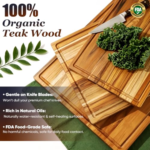 Extra Large Teak Wood Cutting Board 20" Wooden Cutting Boards for Kitchen (20"L x 15"W)