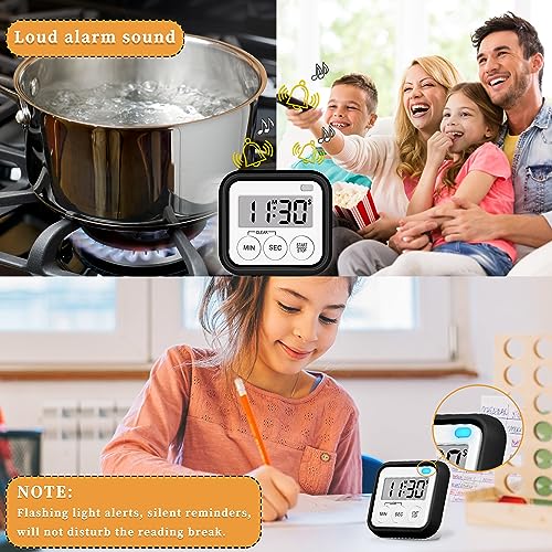 Timer Kitchen Timers for Cooking Classroom Timer for Kids Teachers Magnetic Digital Timers 2 Pack (Black)