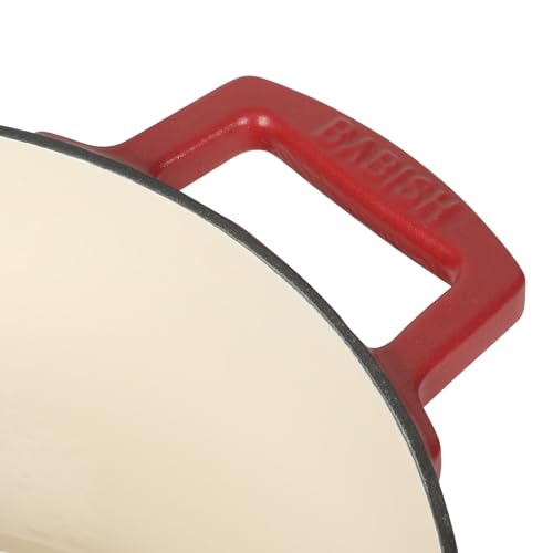 6 Quart Round Enameled Cast Iron Dutch Oven with Lid (Red / Dutch Oven w/Lid (6-Quart))