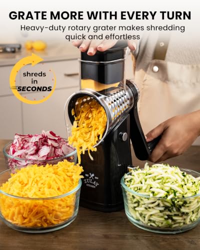 Rotary Cheese Grater 5 Blade With Reinforced Suction Base