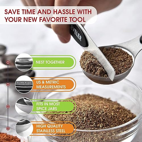 Magnetic Measuring Cups and Spoons Set (Black)
