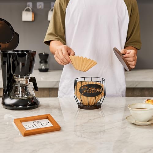 Cup Coffee Reusable Filters Holder with Wood Lid