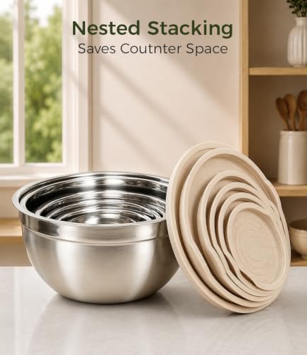 Stainless Steel Mixing Bowls (Beige)