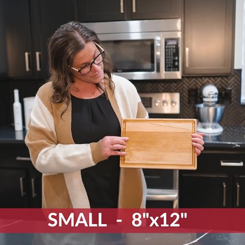 Made in USA Solid Maple Wood Cutting Board by Virginia Boys Kitchens (8"L x 12"W)