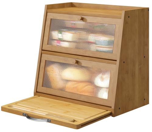 Bread Box for Kitchen Counter With Cutting Board (Coffee With Cutting Board)