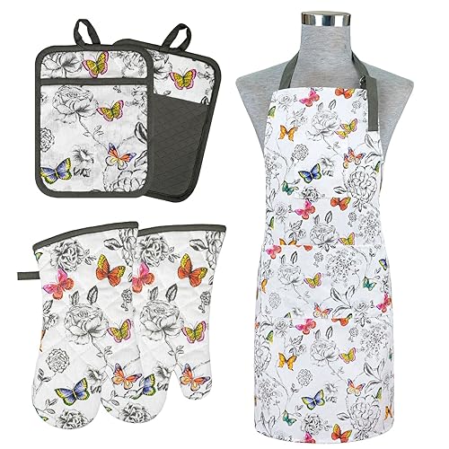 Oven Mitts and Pot Holders with Chef Apron (Butterfly)