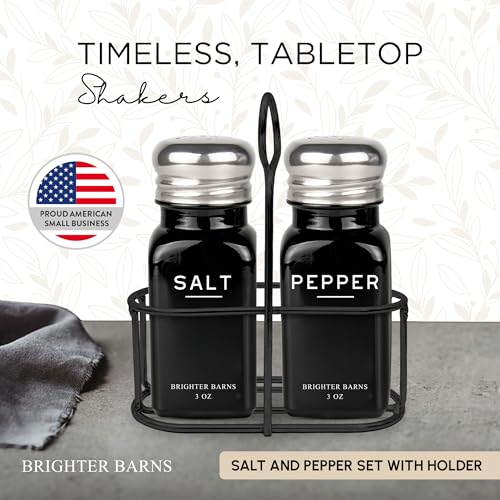 Glass Salt and Pepper Shakers Set with Holder