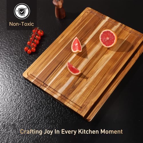 XXLarge Teak Wood Cutting Boards for Kitchen 20'' Meal Prep Board Smart (20.5"L x 14"W)