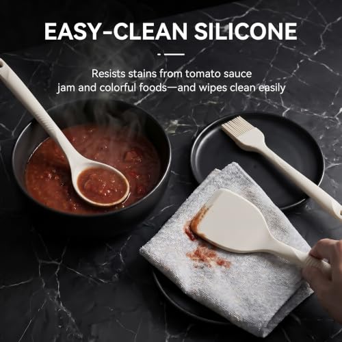 Silicone Cooking Utensils Set (Cream White)