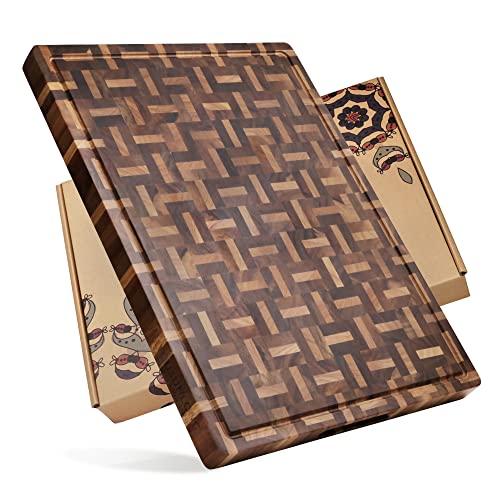 Cutting Board XXL Large End Grain Acacia Wood Mixed With Oak (Acacia XXL)