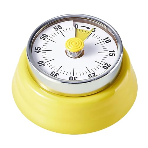 Elegant Stainless Steel Vintage Kitchen Timer with Magnetic Attachment (01-yellow)