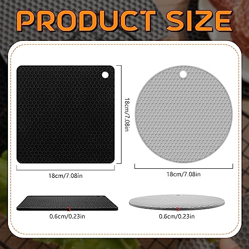 Silicone Trivets Bulk Hot Pads for Kitchen (Gray, Black)