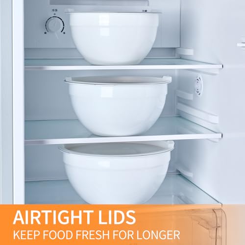 White Mixing Bowls with Airtight Lids (White / 7 Pieces)