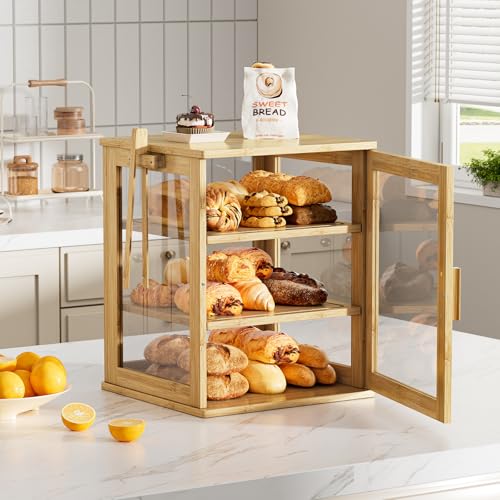 Bread Box for Kitchen Countertop (Natural / Extra Large)