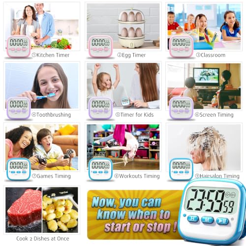 2 Pack Classroom Timers for Kids Teachers (2* Sky Blue & Pink)