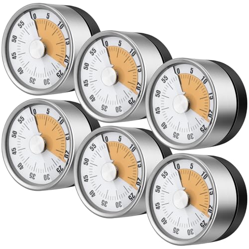 6 Pcs 60 Minute Visual Timer Visual Kitchen Timer (White Orange)