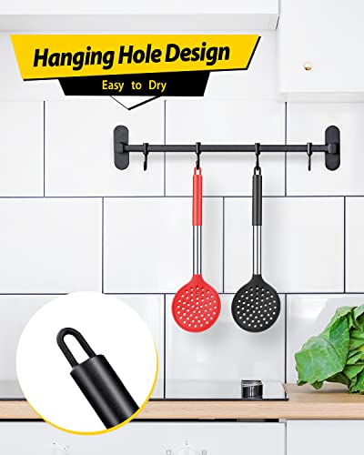 Kitchen Ladle Strainer Set of 2 Large Slotted Spoon with High Heat Resistant BPA Free Non Stick Cooking Skimmers For Draining and Frying