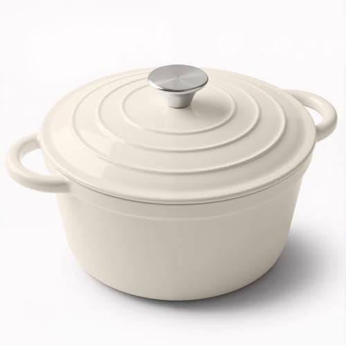 4.5 Quart Enameled Dutch Oven Pot with Lid (4.5 QT / Beige)
