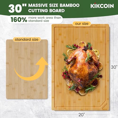 30”×20” Bamboo Cutting Boards for Kitchen (Natural / 30"L x 20"W)
