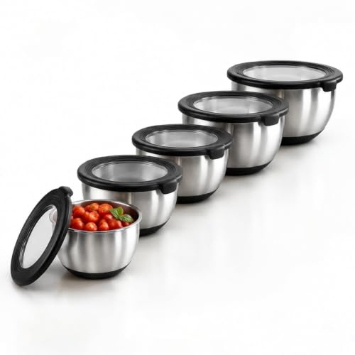 Stainless Steel Mixing Bowls with Lids (Black)