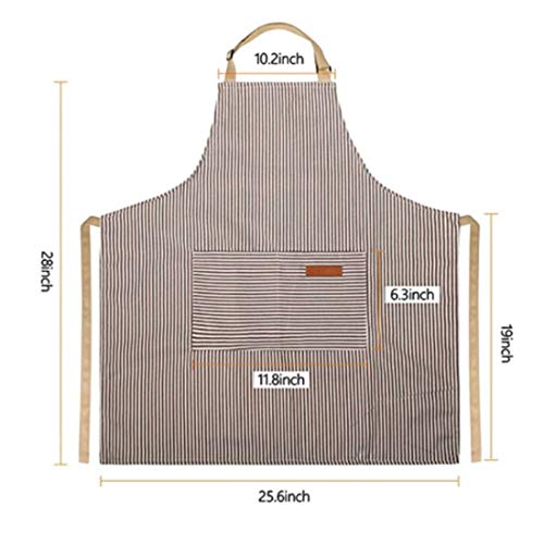 Adjustable Bib Apron with 2 Pockets Cooking Kitchen Cotton Aprons for Women Men Chef Restaurant BBQ Painting