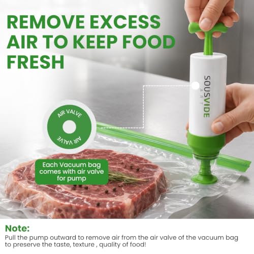 37pcs Reusable Vacuum Seal Bags with Vacuum Sealer (30-Bag Set / Manual Pump)