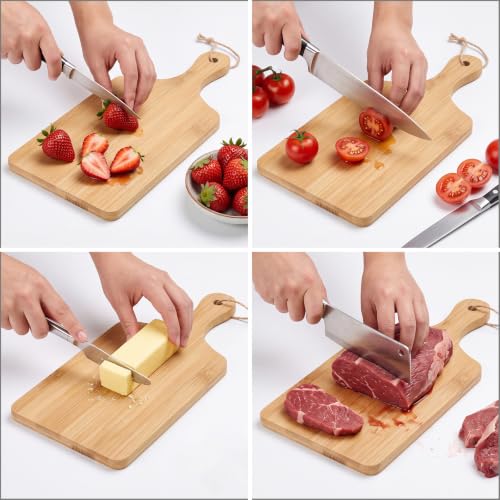 100 Pcs Cutting Board Bulk 9" x 4" Bamboo Chopping Board with Handle Wood Charcuterie Plank Engraving Serving Kitchen Planks for Wedding Housewarming Gift (9" X 4" / Bamboo)