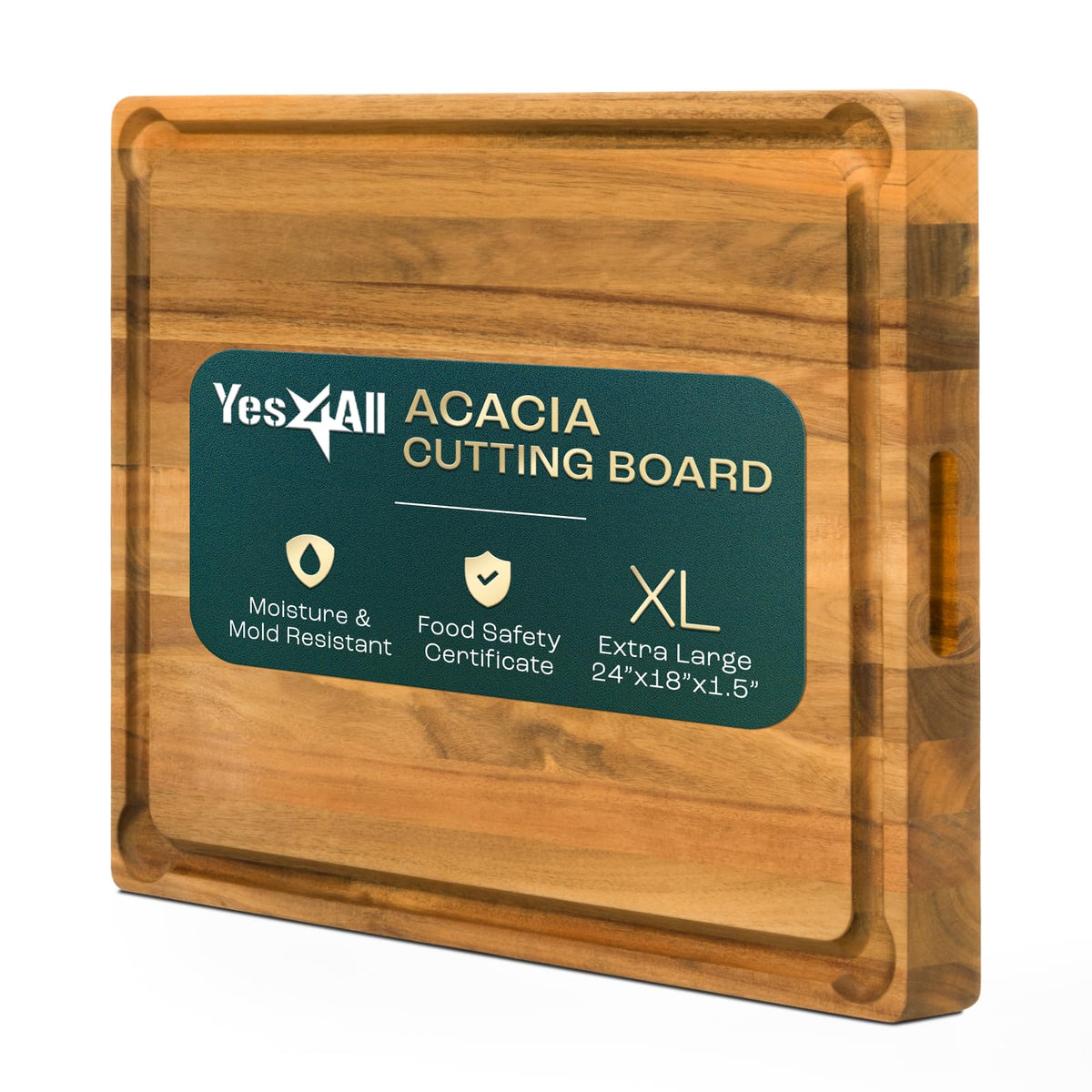 Extra Large Acacia Wood Cutting Board for Kitchen (Acacia / 24"L x 18"W)