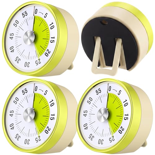 3 Pcs 60 Minute Magnetic Visual Timer Classroom Tool (Yellow)