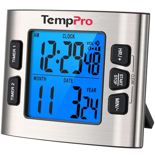 ThermoPro TM02 24 Hours Digital Timer with Dual Kitchen Timers for Cooking