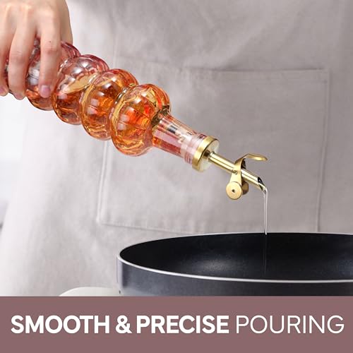 Glass Olive Oil Bottle Dispenser (Elegant Waves / Pink)