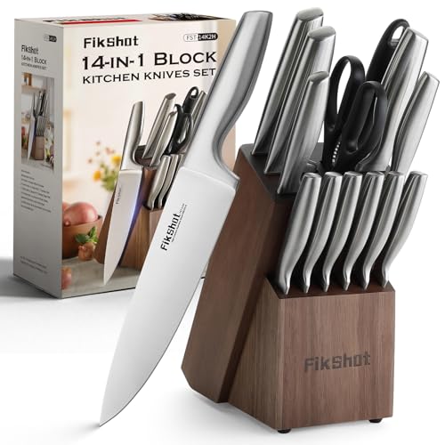 14 Pieces Knife Block Set German Stainless Steel with Block