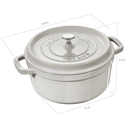 Cast Iron 7 qt Round Cocotte (7-qt Round / White Truffle)