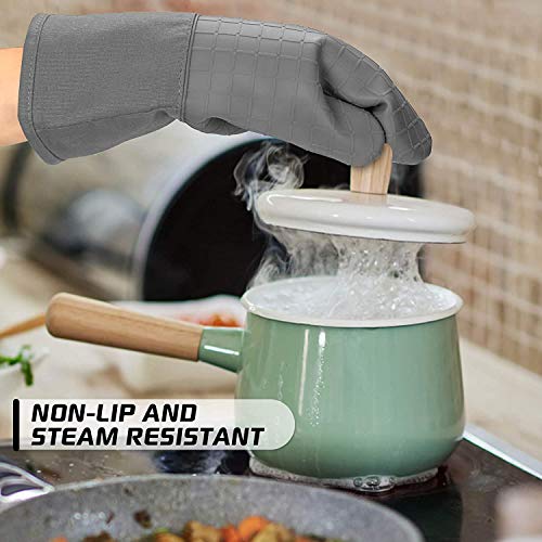 BPA Free Soft Silicone 4 Piece Oven Mitts & Pot Holders Set (Navy Blue / 4-Piece Oven Mitts & Pot Holders Set)