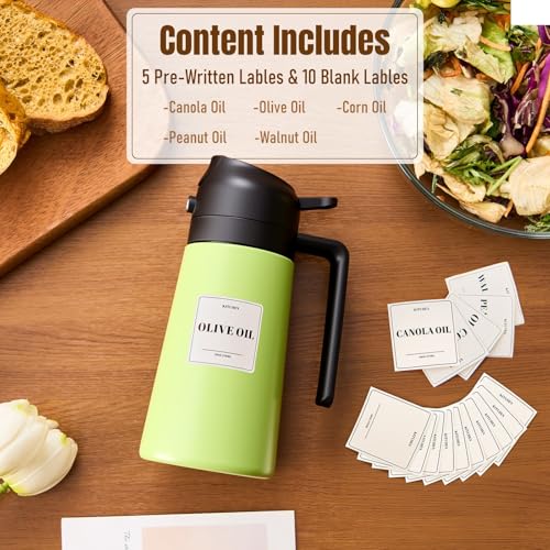 Oil Bottle, 2-in-1 Stainless Steel Sprayer and Dispenser, 16 fl oz (Green-Black)