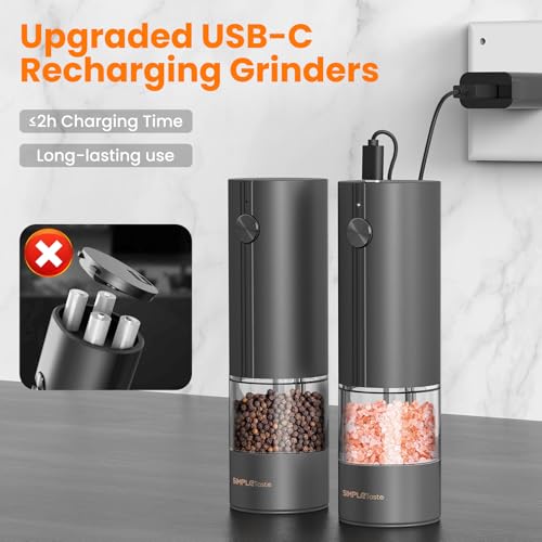 Electric Salt and Pepper Grinder Set with LED Light