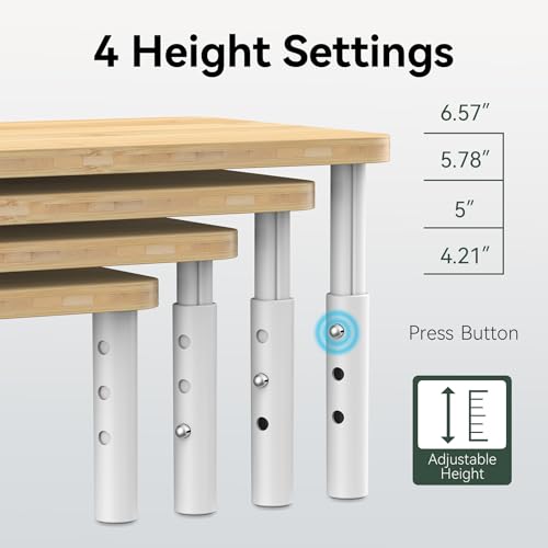 Bamboo Cabinet Organizer Shelf with 4 Height Adjustable