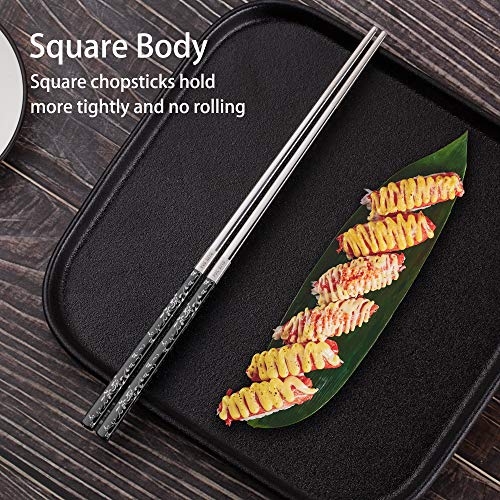 Chopsticks Reusable Titanium Plated Metal Chopsticks 304 Stainless Steel Chopstick Dishwasher safe Japanese Korean lightweight Engraved Anti